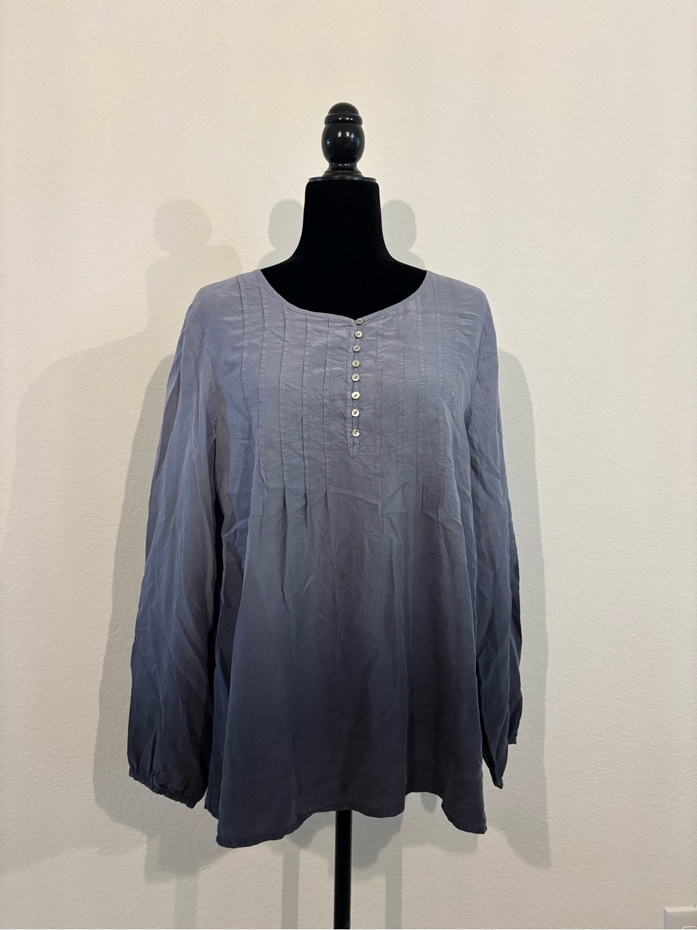 J. Jill Ombre Blue Long-Sleeve Pintuck Tunic
